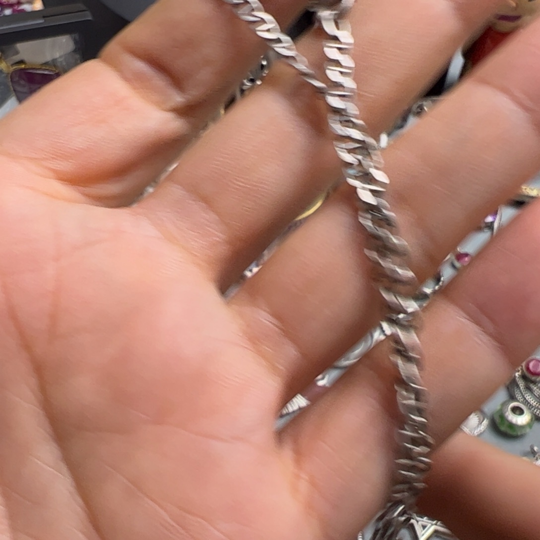 旺***金足银玻璃925银项链一件