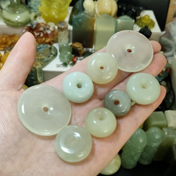 岫玉合金平安扣挂坠