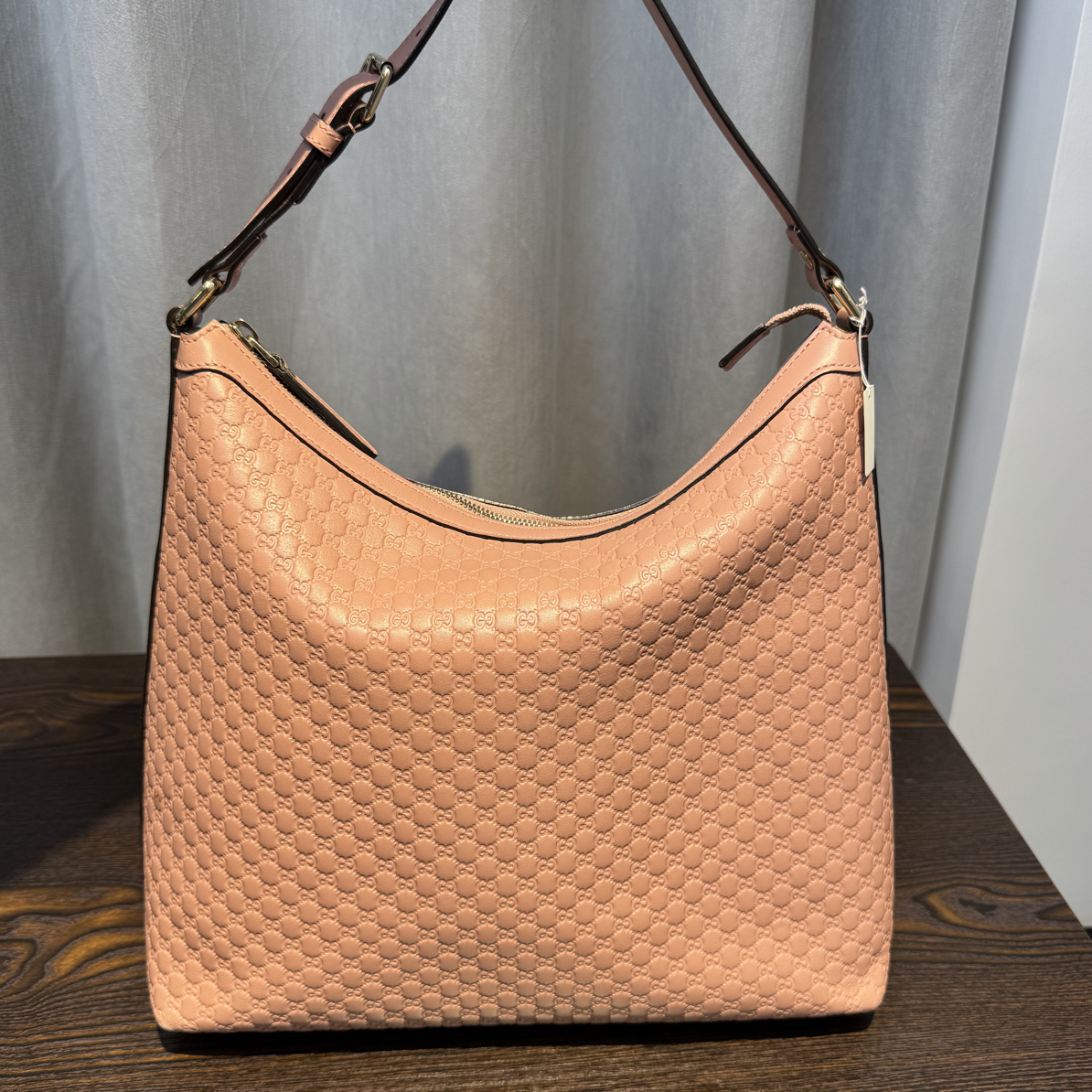 95新 GUCCI/古驰 古驰粉色压花单肩包