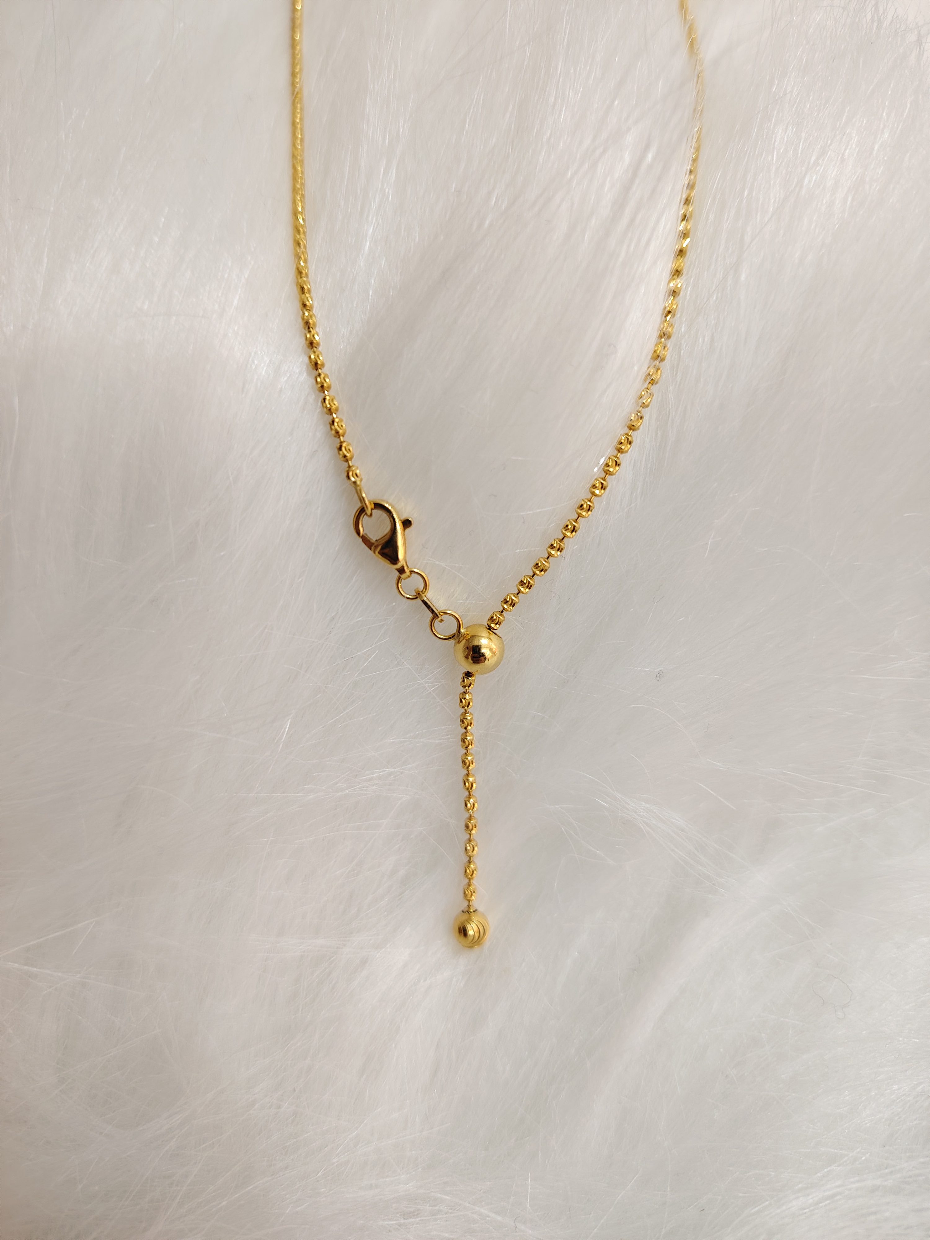 先鉴后发18K金爆闪小珠珠链45-60长气质时尚百搭小众抽拉精致轻奢