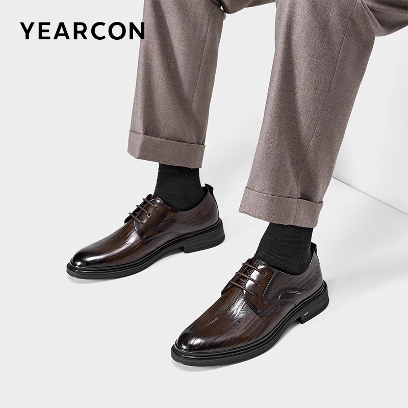 YEARCON/意尔康新款真皮正装商务皮鞋男结婚新郎男士英伦风97113W