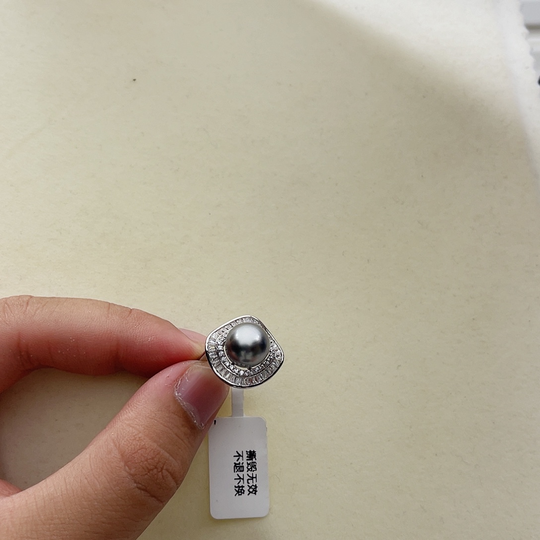 戒指银S925镶嵌海水珍珠