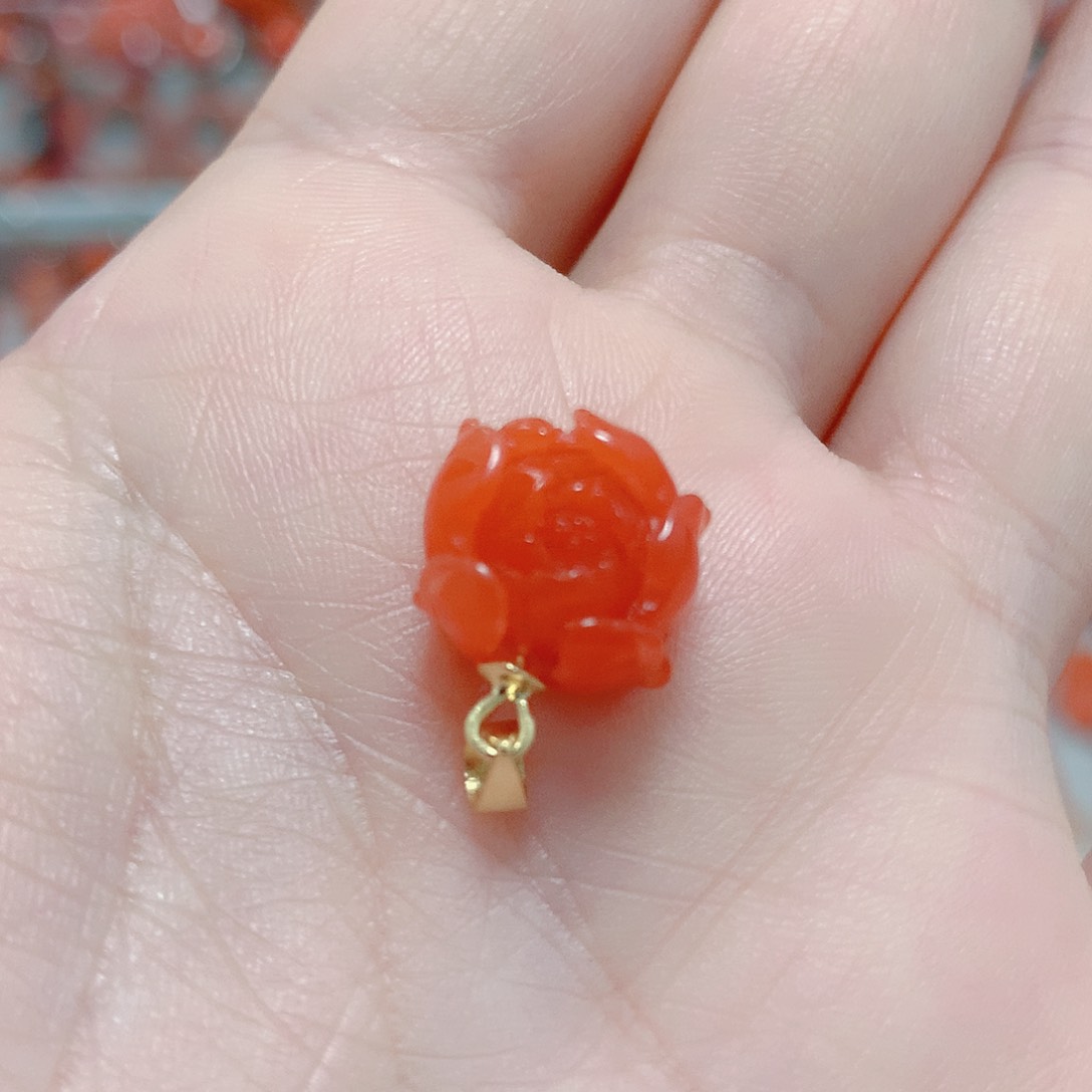 南红玛瑙吊坠(不含链)银S925镶嵌