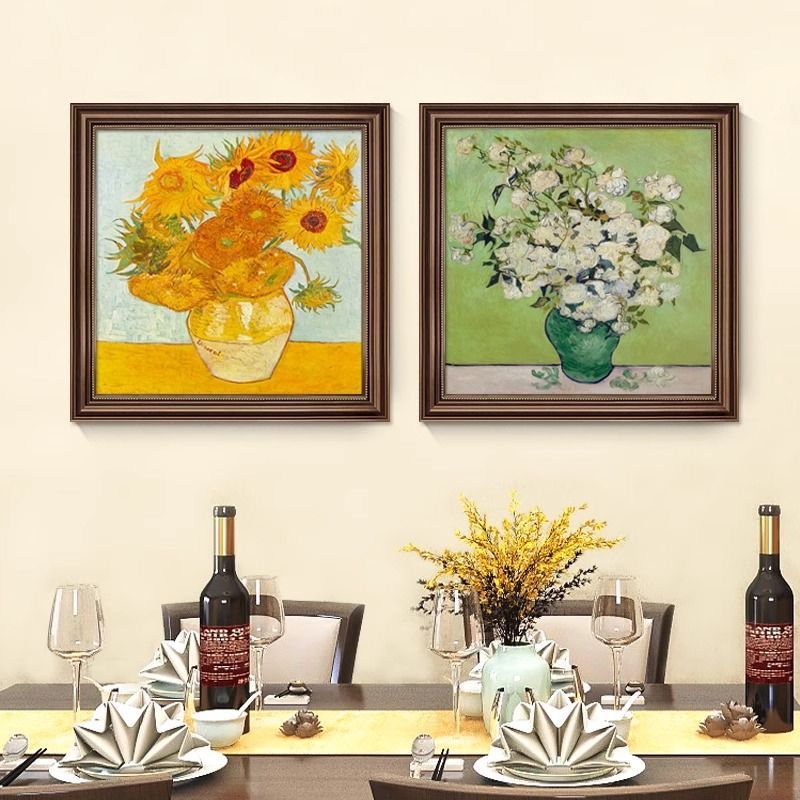 美式餐厅装饰画饭厅梵高丰收向日葵油画卧室床头墙画欧式挂画FR06