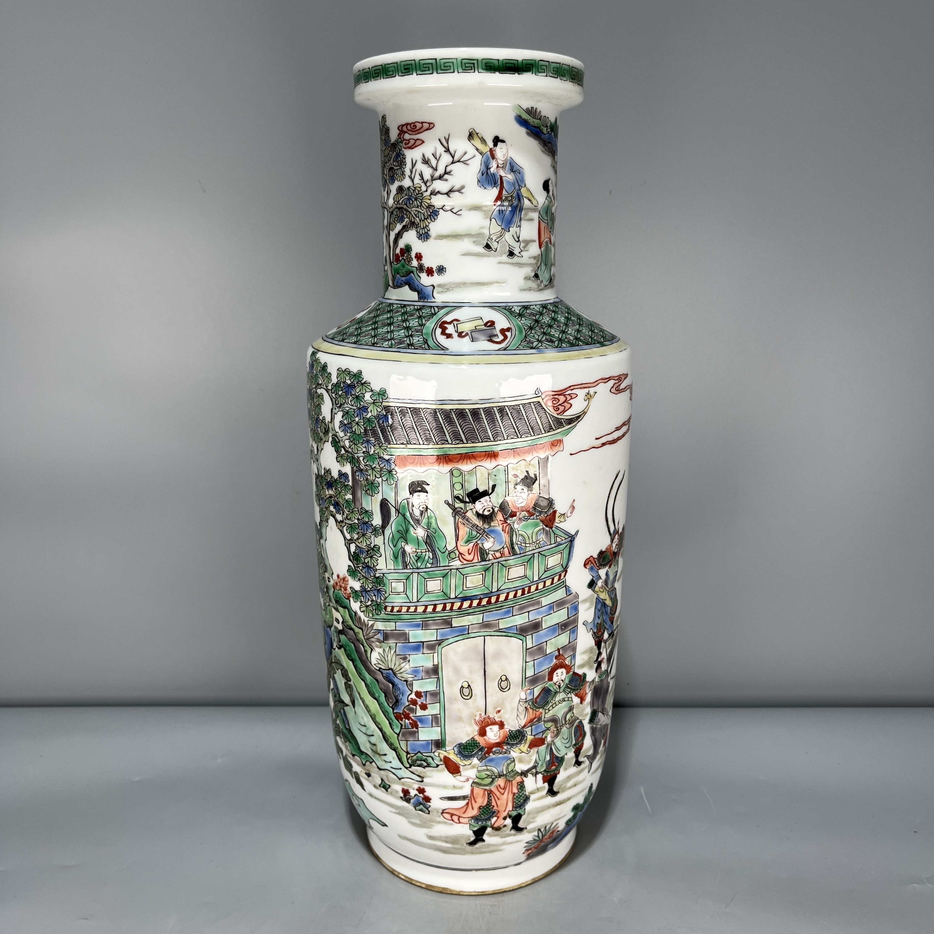 当代仿制 仿古大清康熙年制五彩人物故事棒槌瓶