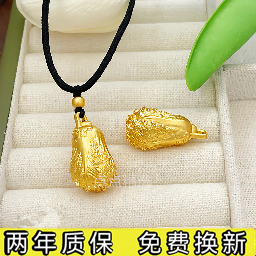 铜合金吊坠  点点精选【百财吊坠】金色实心项坠 百搭毛衣链 