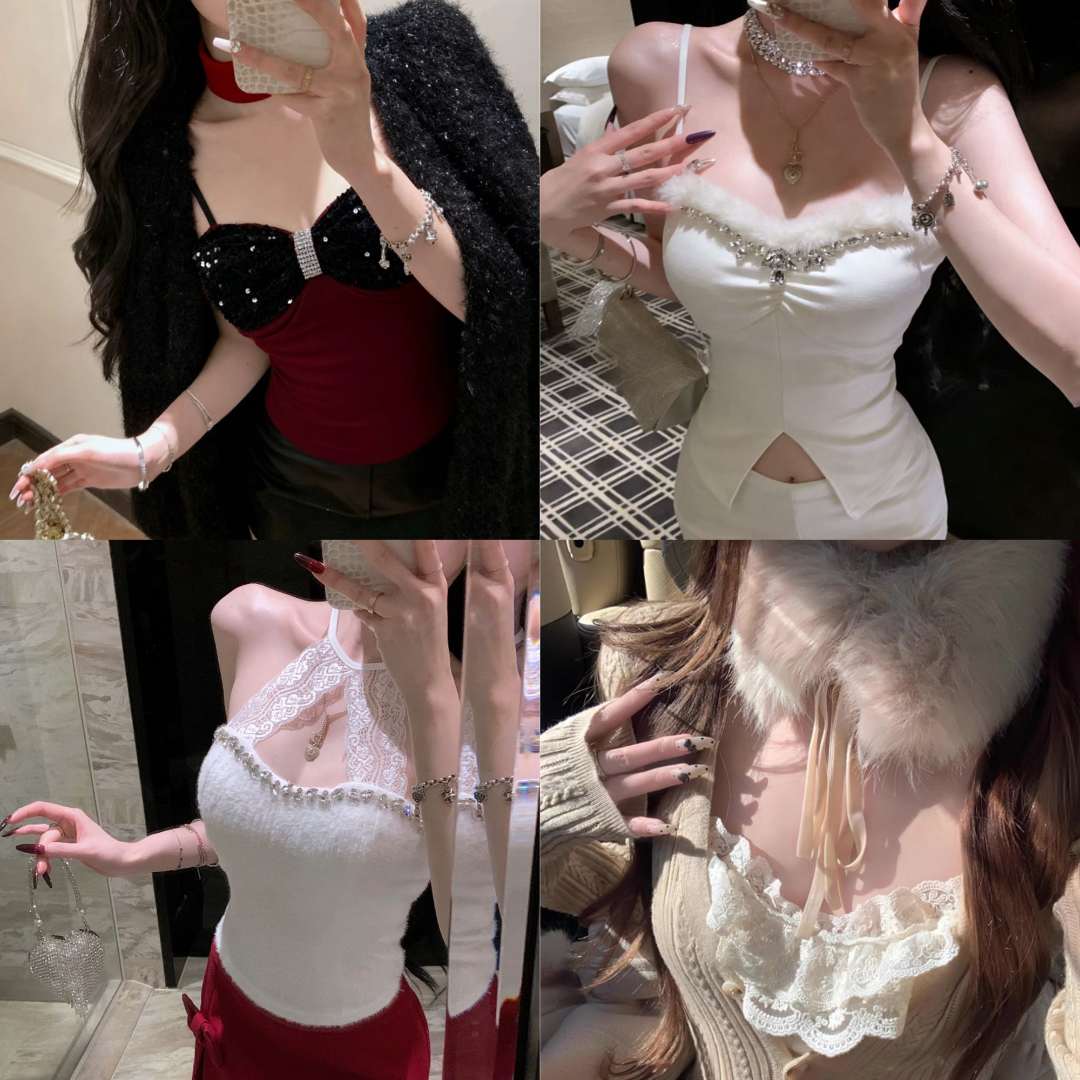 网红款辣妹性感风内搭女人味显瘦百搭上衣编码（201-372）组合链接