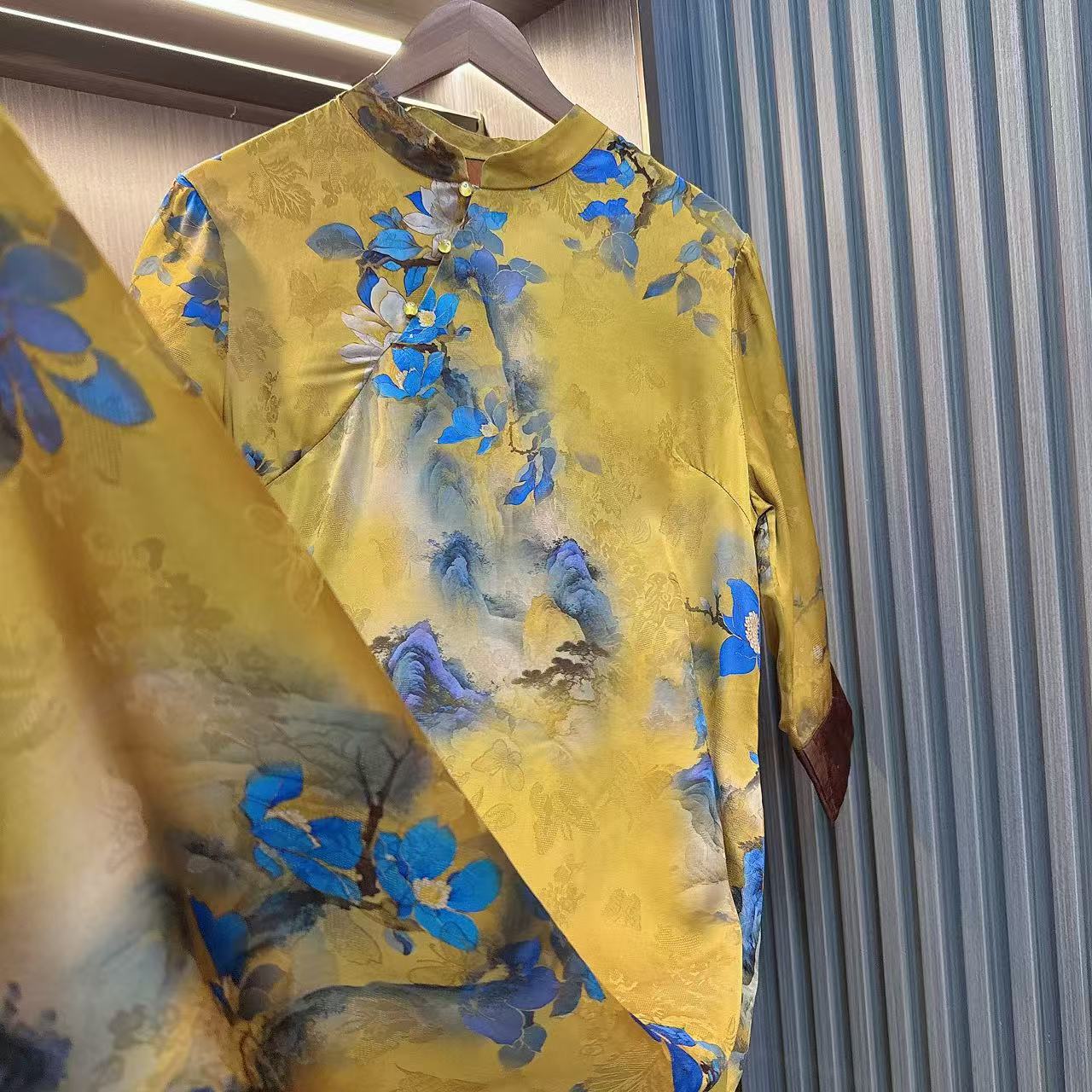 夕影-国风新中式女装印花遮肉显瘦连衣裙