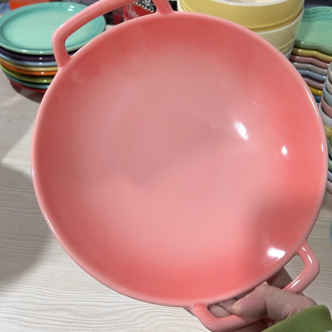 陶瓷 +++双耳干锅pan 深粉色一个