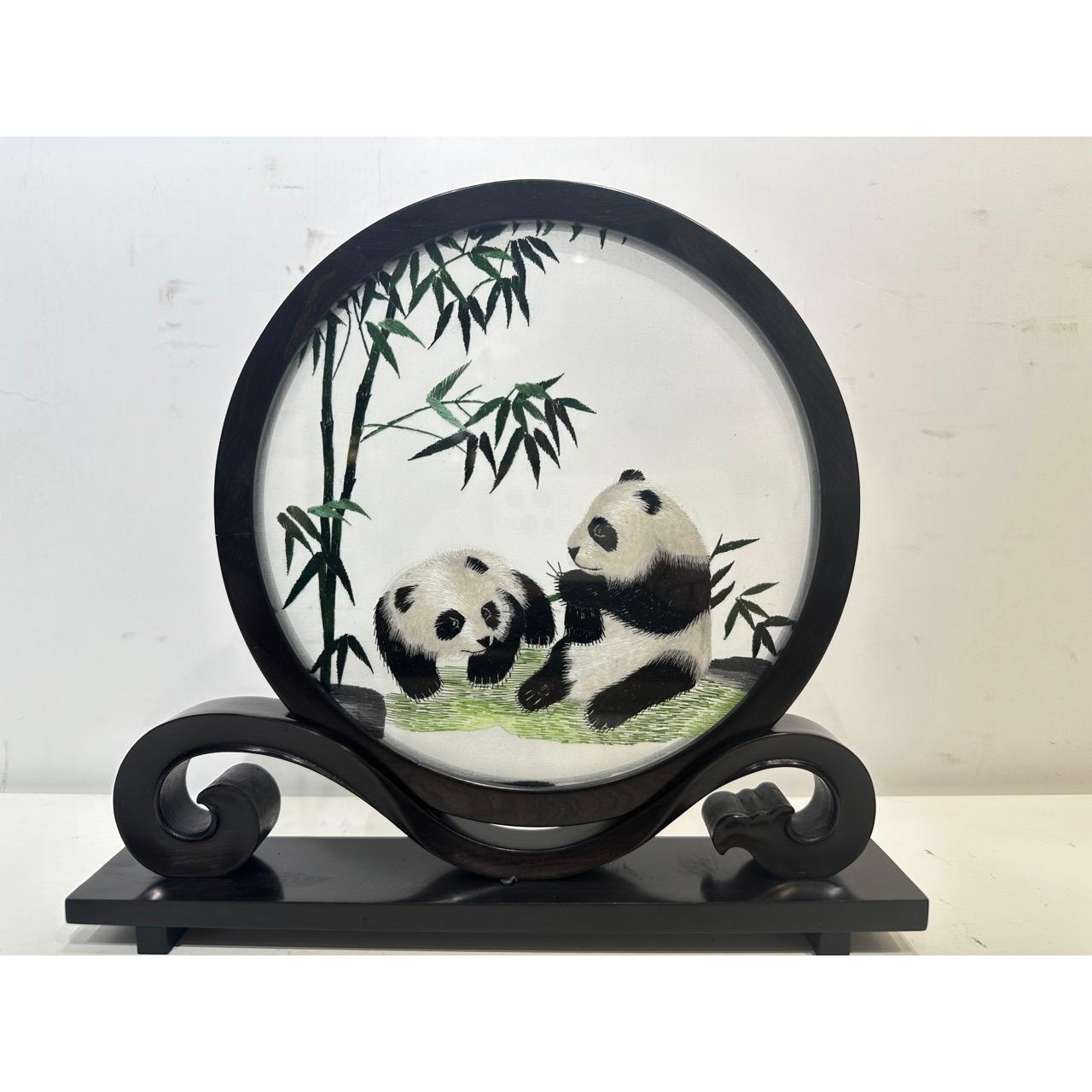 CQYCX福利如意双面绣（熊猫） 摆件 20cm画芯