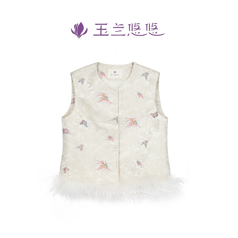 玉兰悠悠2025新款秋冬"国锦之冠"国风云锦马甲新中式洋气背心上衣