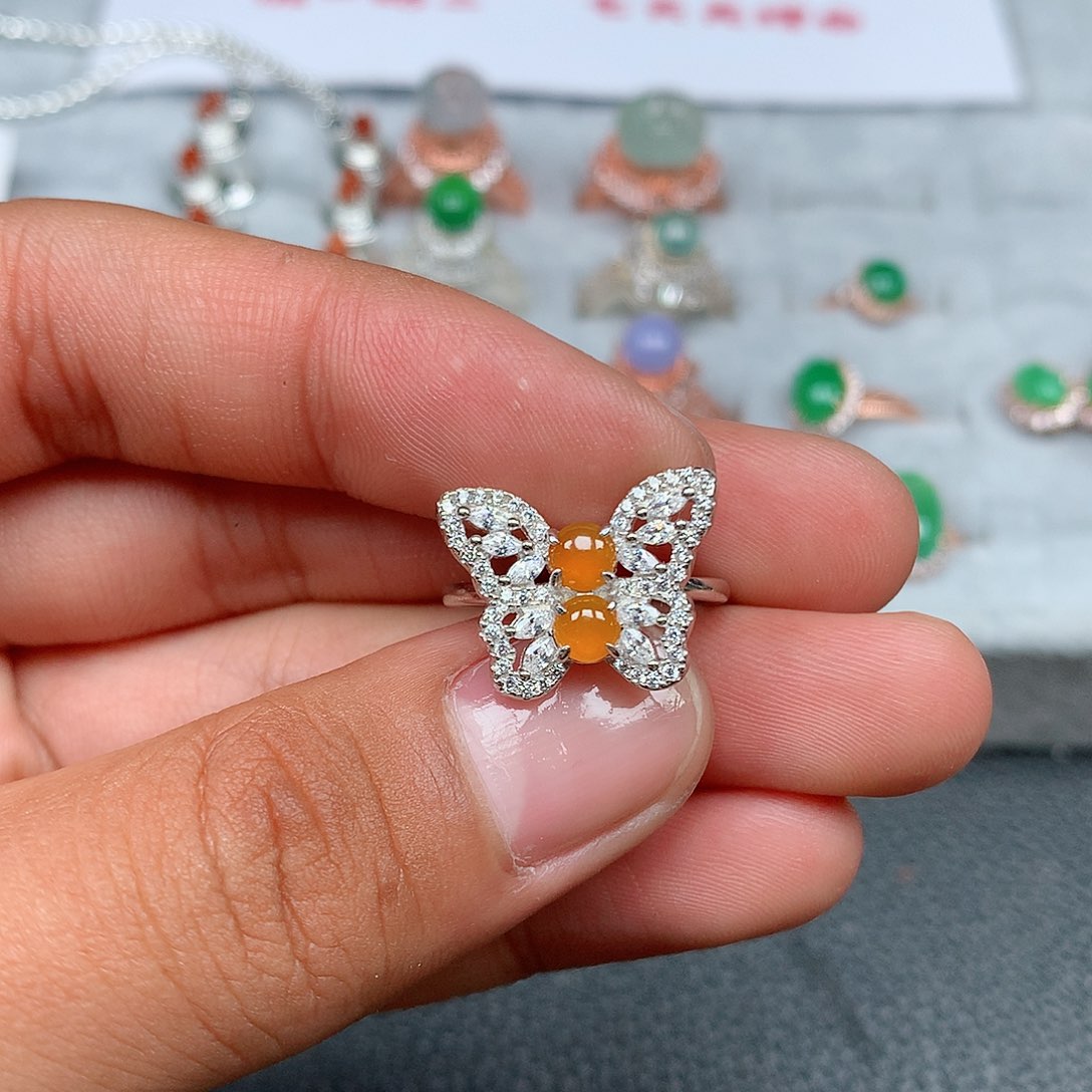 翡翠银S925镶嵌戒指122号