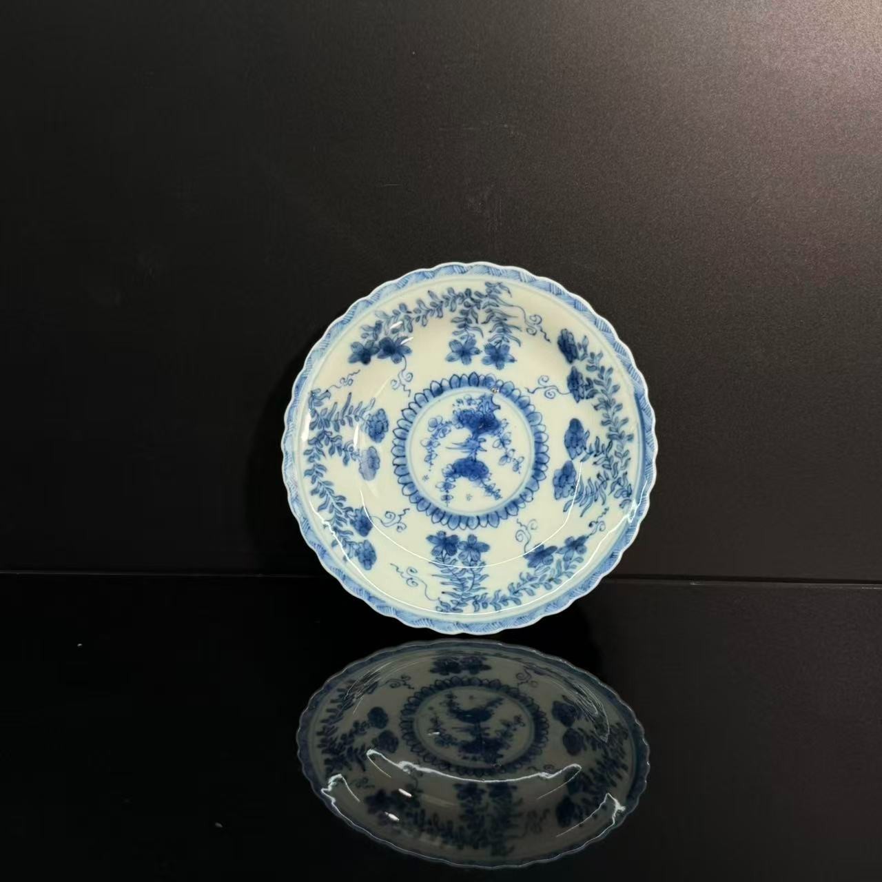 Lot7-青花碟-大清康熙年制款长13cm-YC10290010001052