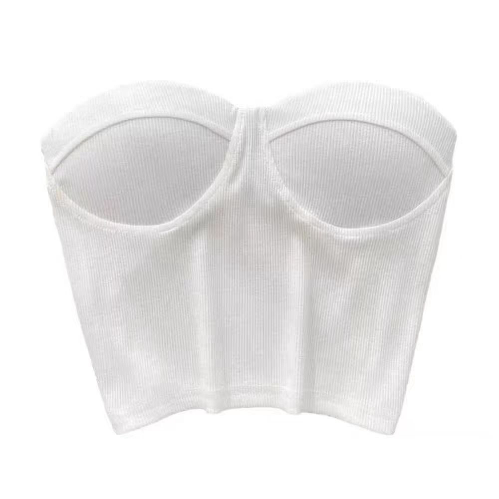 纯欲风交叉美背带胸垫褶皱吊带女夏季百搭上衣