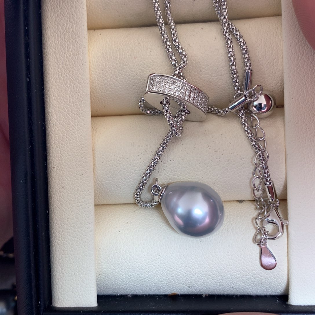 海水珍珠银S925镶嵌颈饰