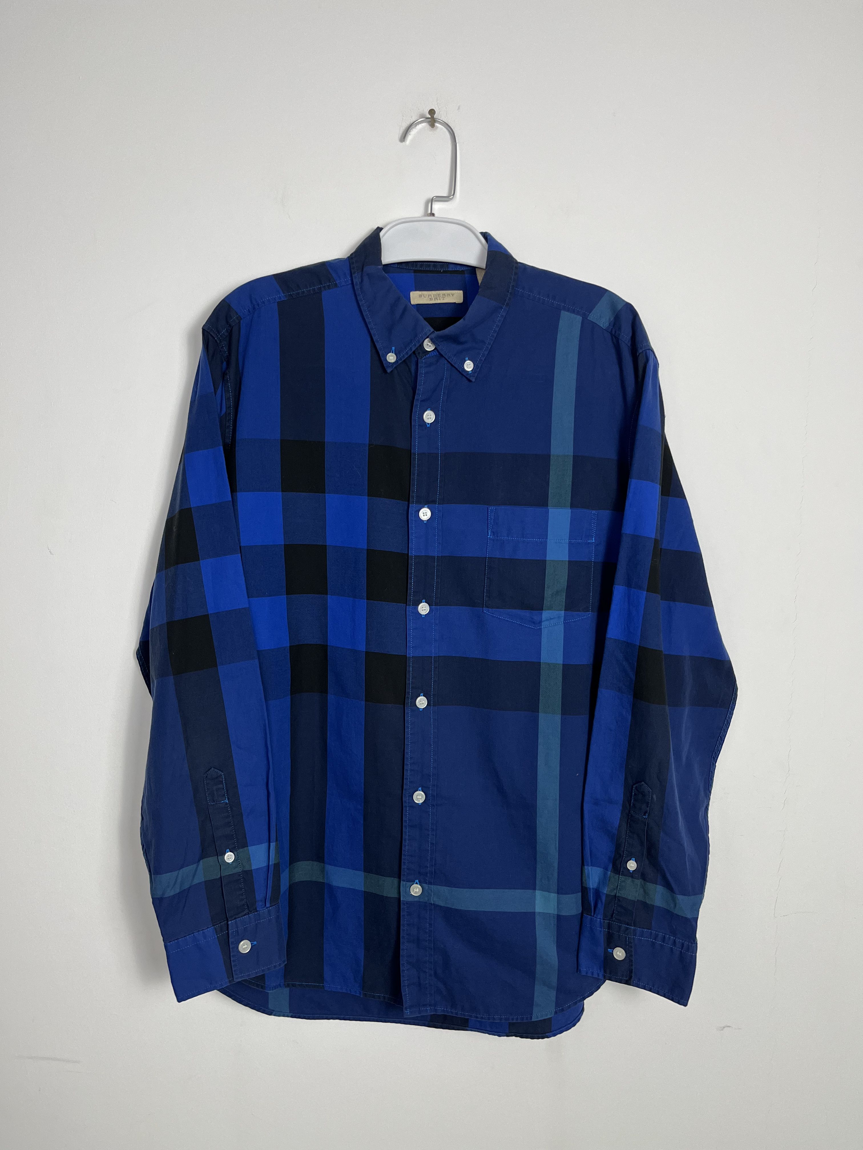 99新 BURBERRY/博柏利 99新博柏利蓝色格纹衬衫/L码