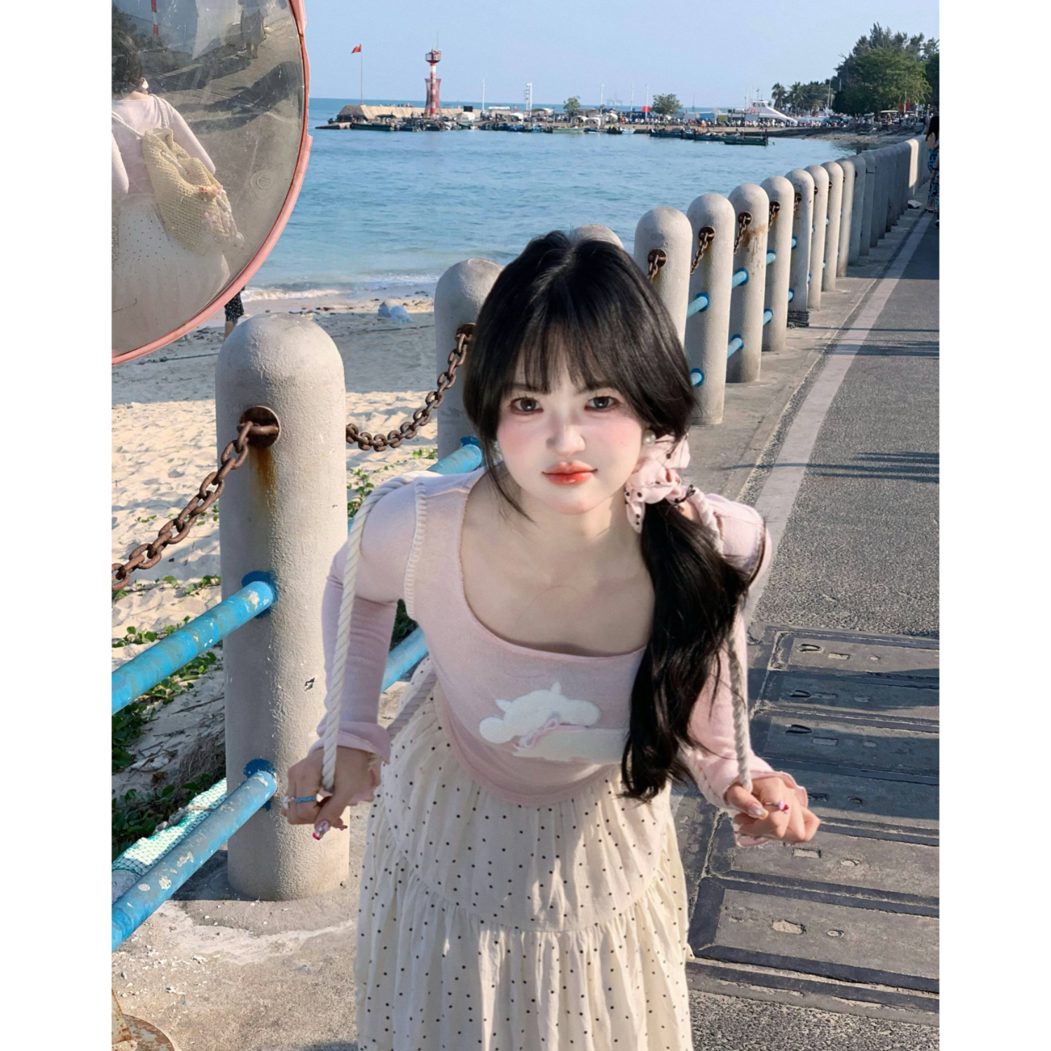 927清清MengFairy【少女特调】甜美收腰显瘦不规则针织上衣5063