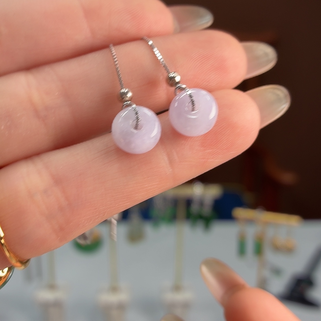 翡翠银S925镶嵌耳饰