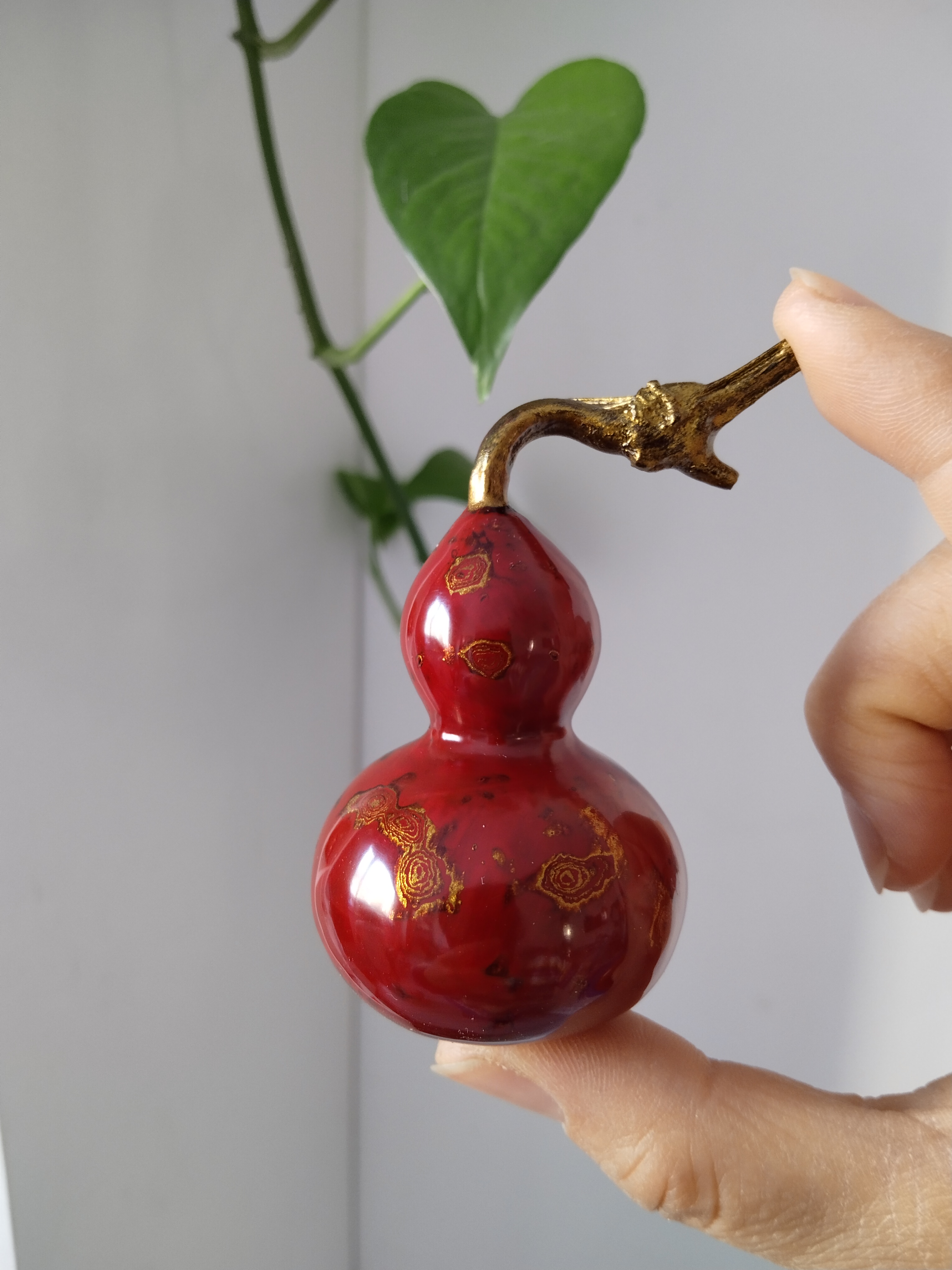 精品天然大漆犀皮葫芦，纯手工制作，实物拍摄，纹理自然，安全无毒。