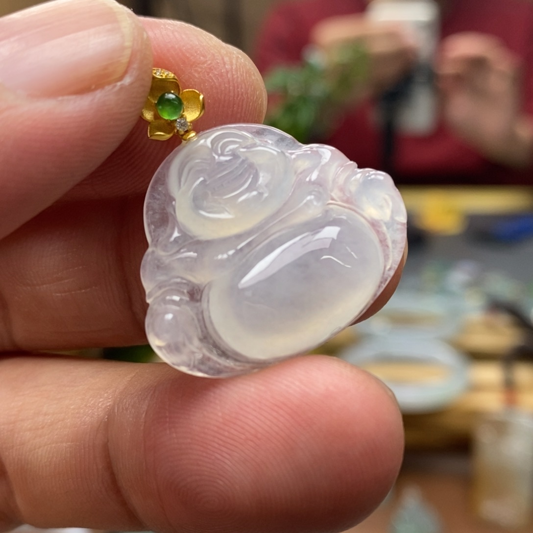 翡翠颈饰18K金镶嵌挂件