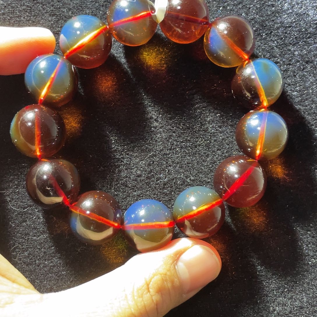 蓝珀珠宝奇石未镶嵌胖*爸手串