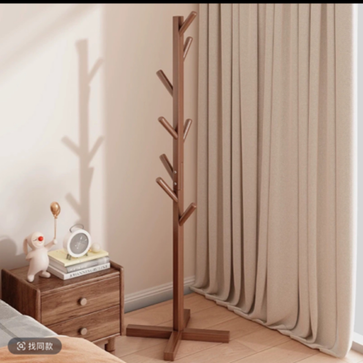 实木衣帽架落地卧室挂衣架现代简约立式家用挂包架