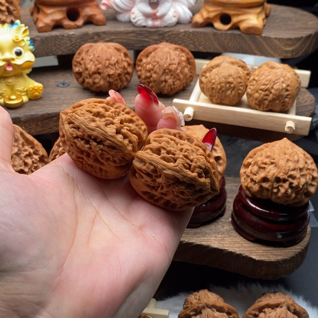 吊坠文玩核桃蓝*40红锦鲤