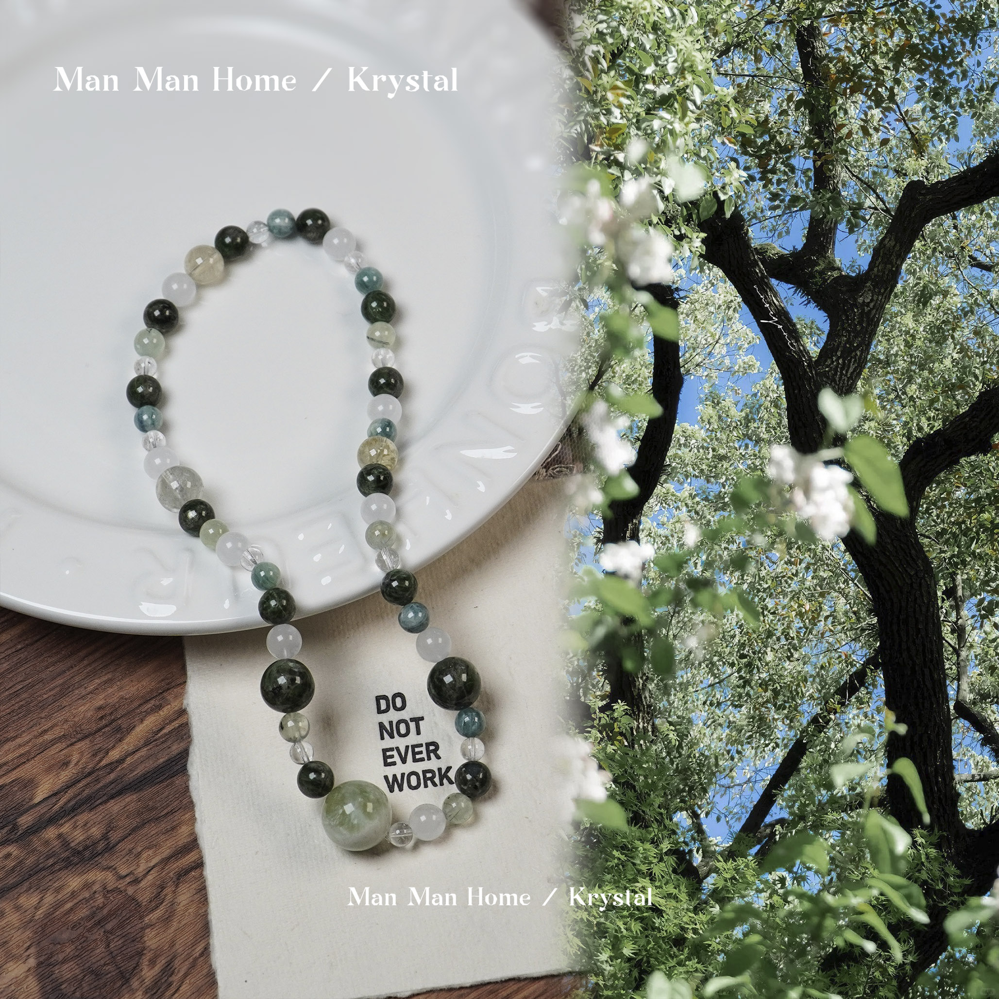 MMJ671【宴群山】满满家蓝绿晶绿龙晶葡萄石白幽灵岫玉手链多样性发