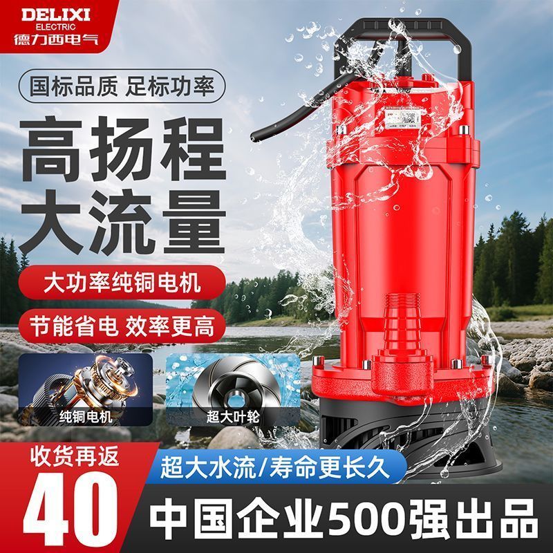 德力西潜水泵220v家用小型清污水泵高扬程抽水泵大流量农用灌溉泵