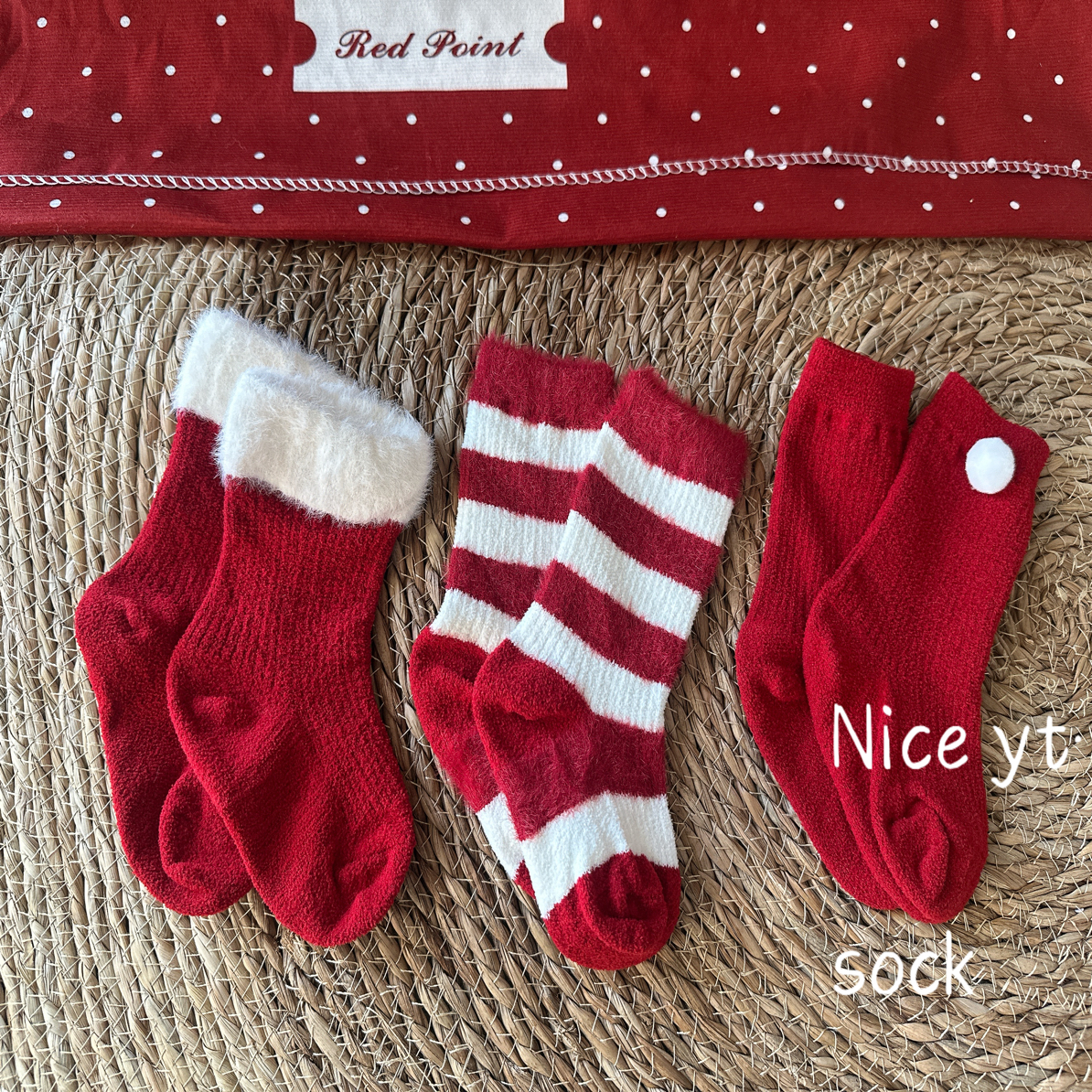 圣诞半边绒宝宝袜保暖婴儿袜子