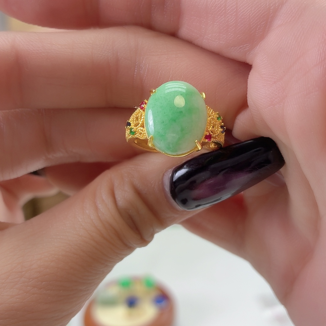 翡翠银S925镶嵌戒指翡翠