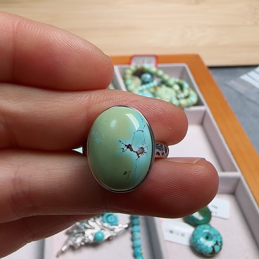 绿松石珠宝半成品银S925镶嵌