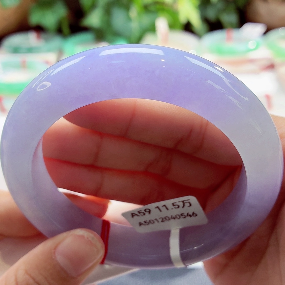 翡翠未镶嵌手镯优雅知性紫罗兰68-09