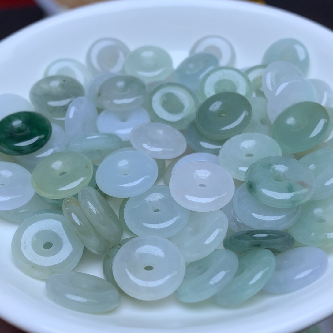 【闪购商品】翡翠手链未镶嵌卡12.7冰飘花平安扣10个