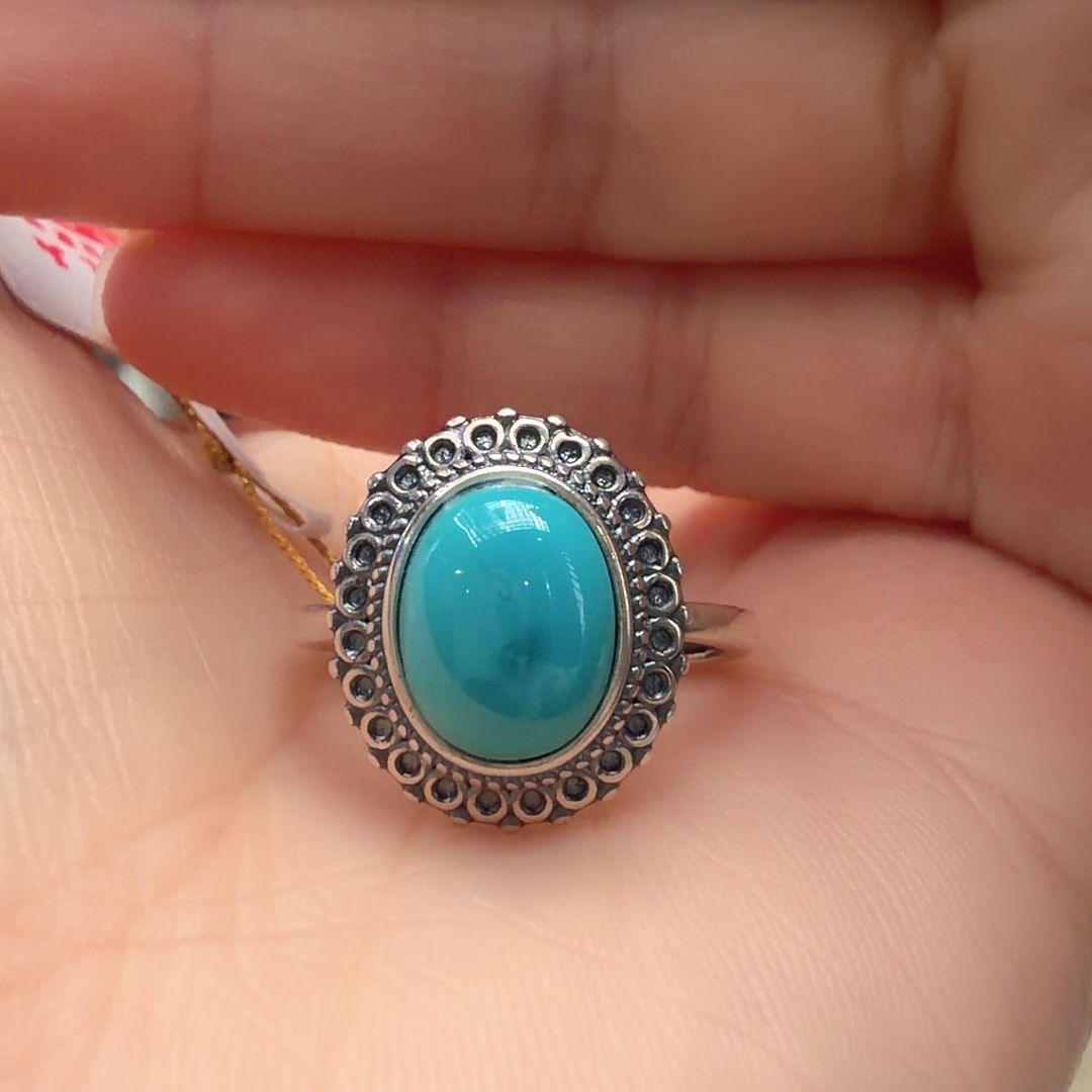 绿松石银S925镶嵌戒指