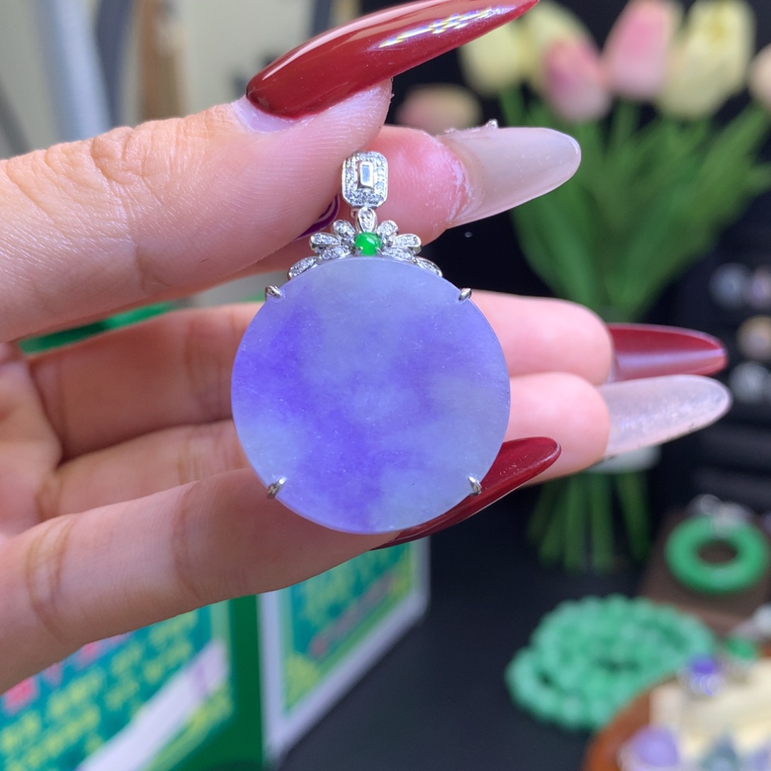 翡翠颈饰18K金镶嵌天然