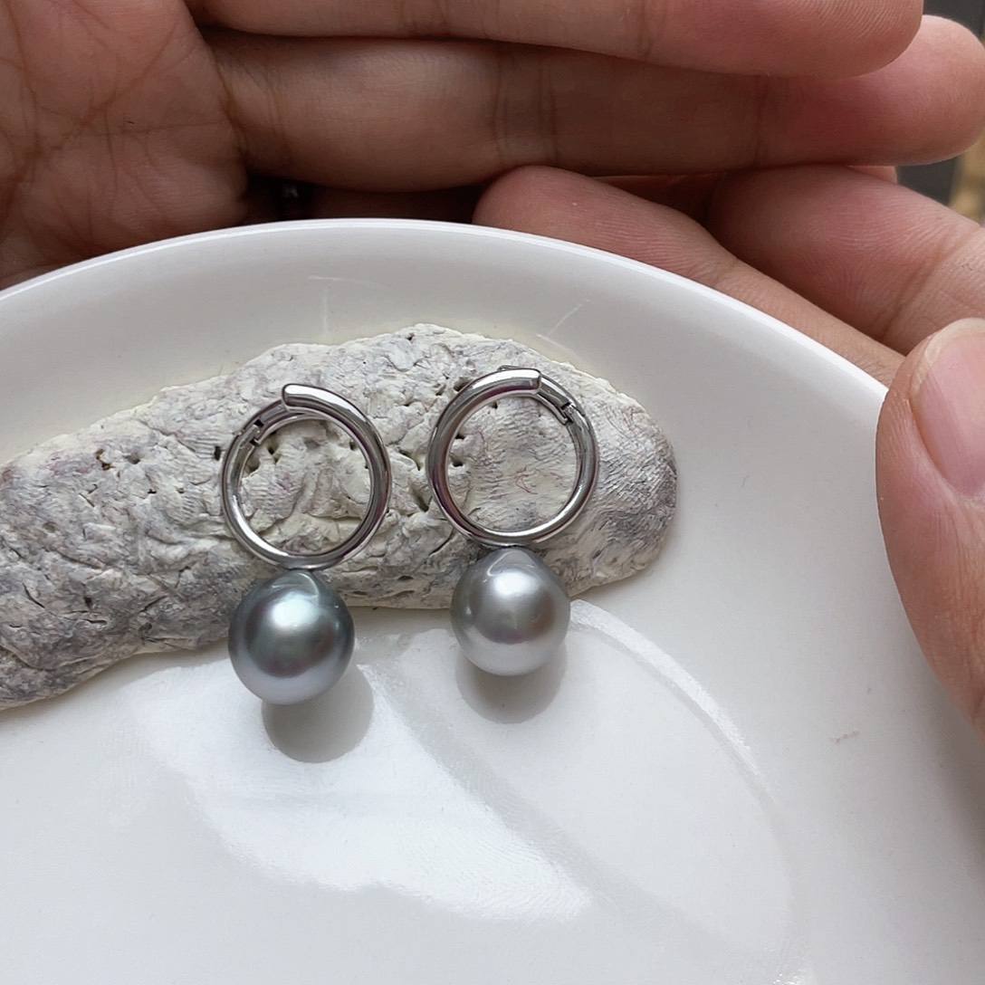 海水珍珠耳饰银S925镶嵌