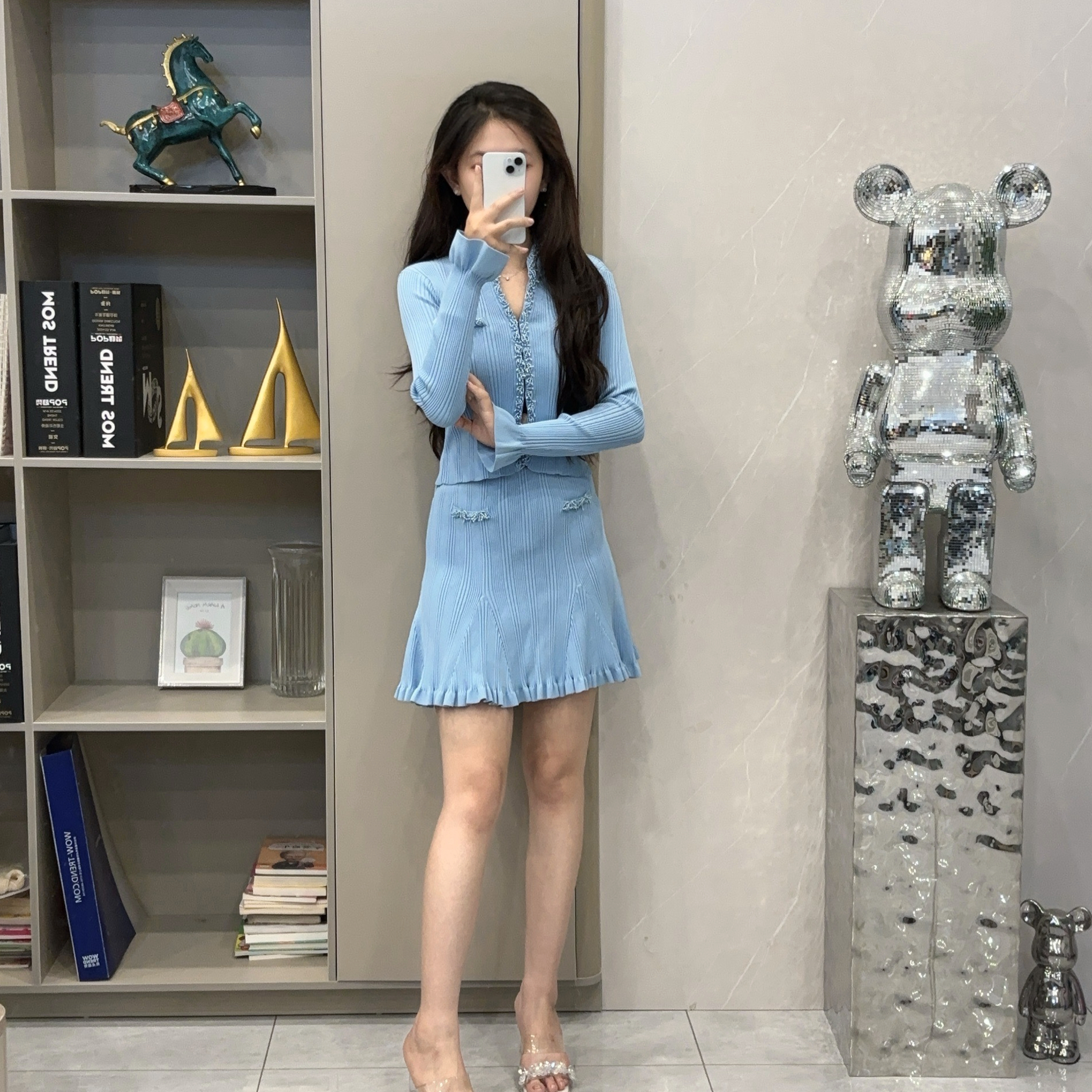 25211/25212气质时尚优雅名媛修身休闲高腰设计感显瘦套装