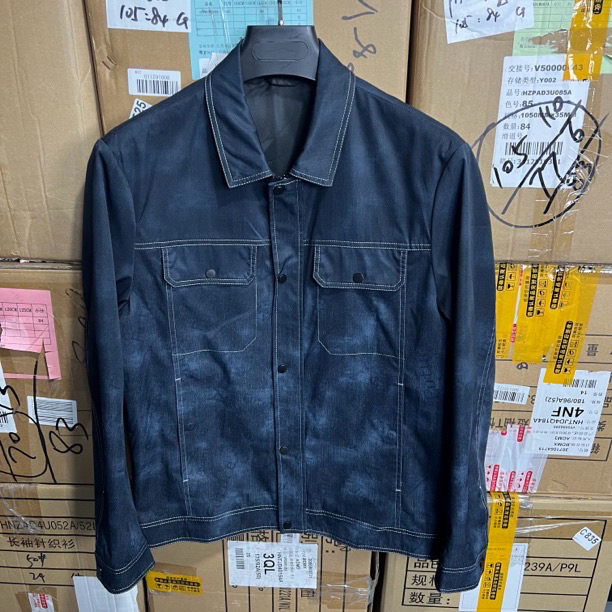 8553海撤柜剪标翻领夹克仿牛仔款式拉链男士
