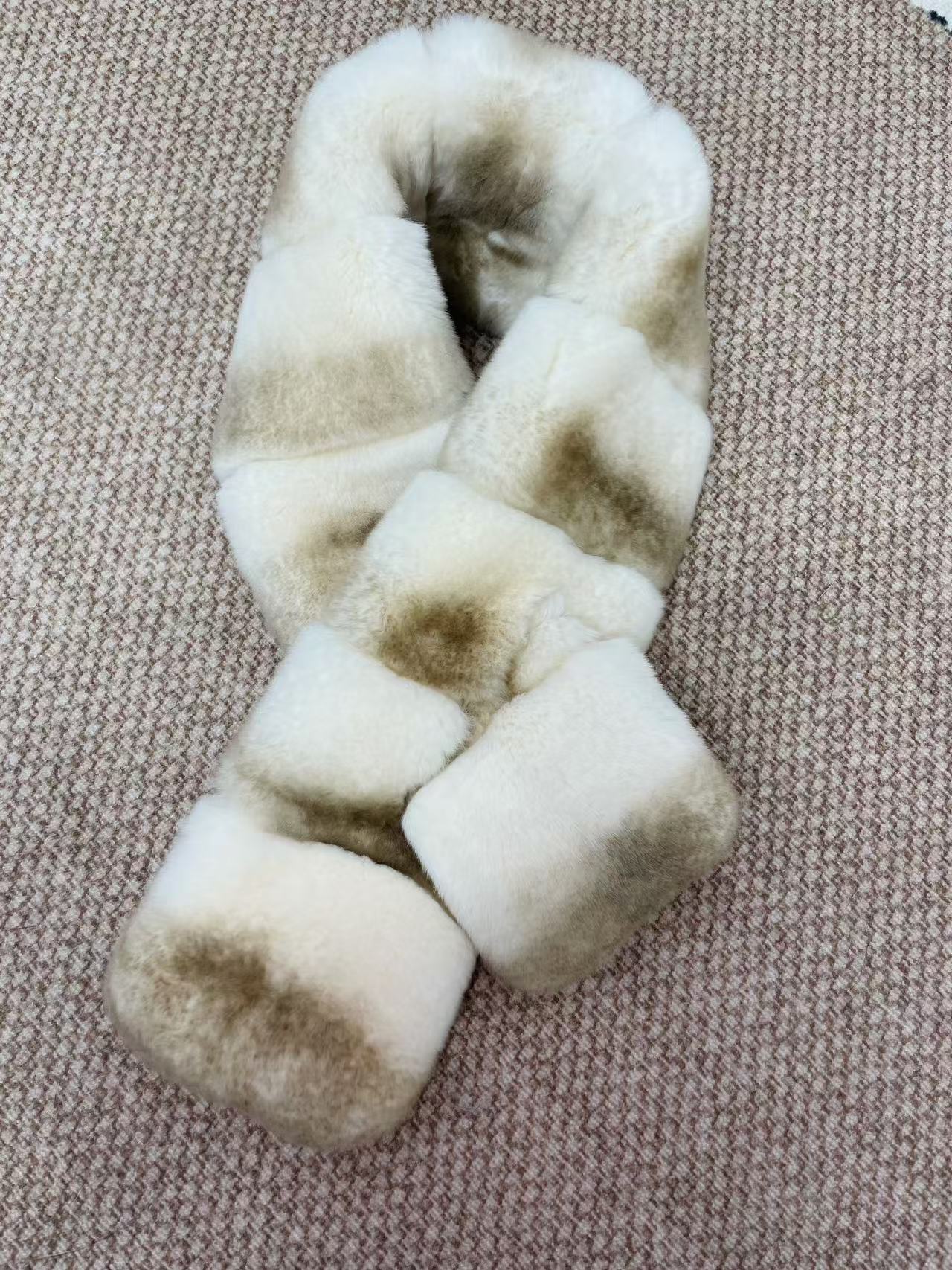 冬季真獭兔毛整皮围巾加厚双面毛保暖皮草围脖男女 