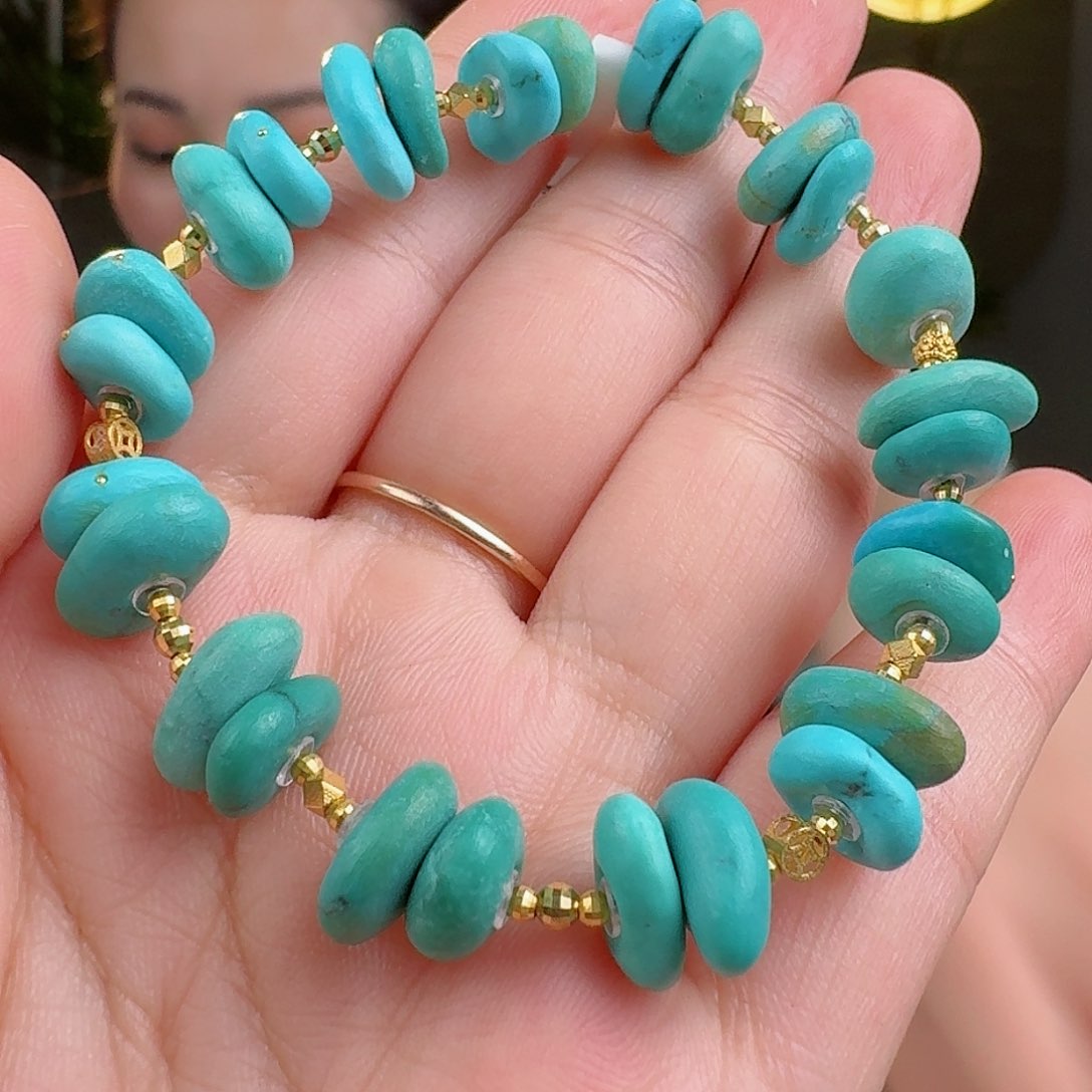 绿松石珠宝奇石18K金镶嵌