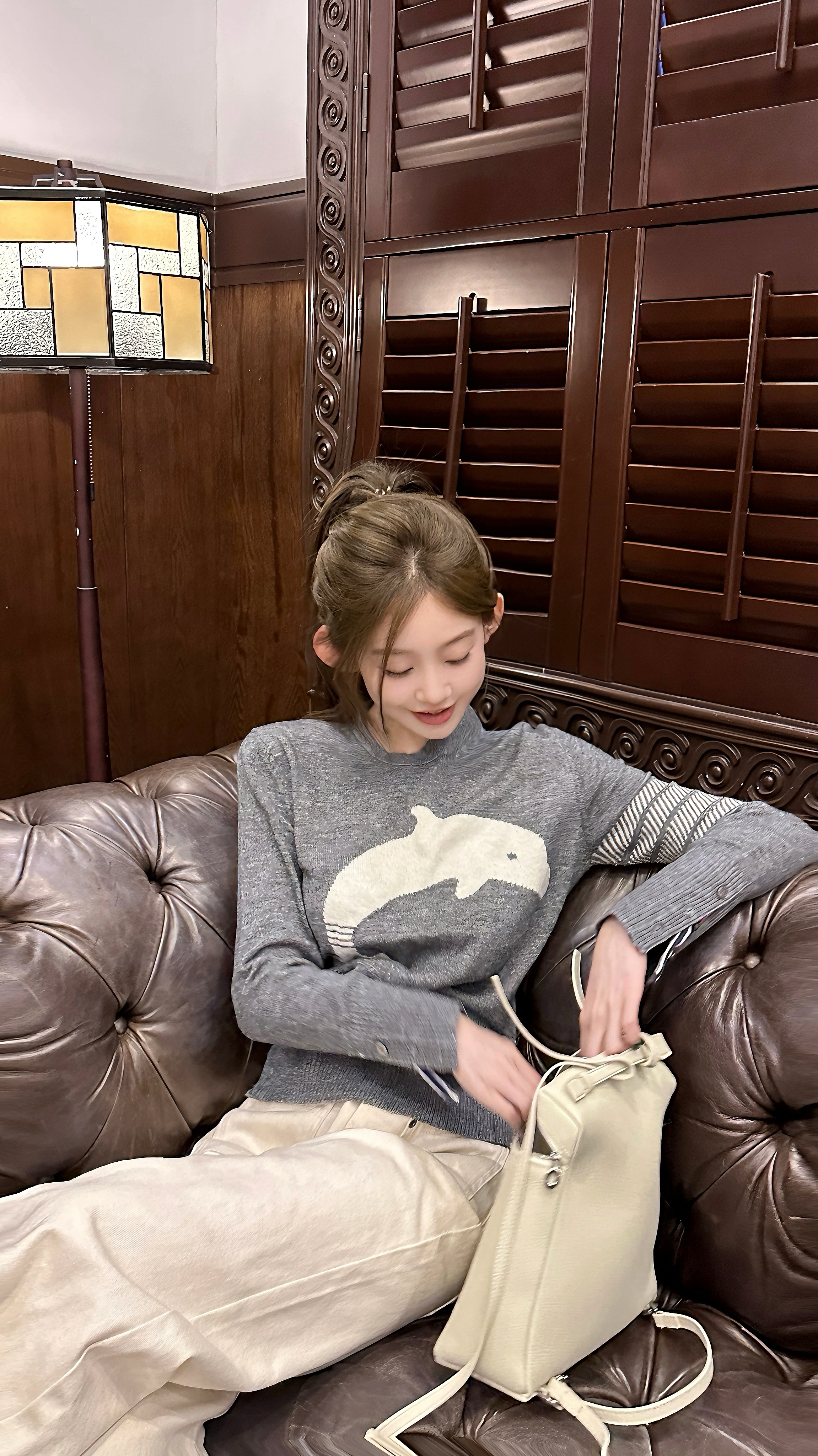  IS LULU |T*海豚提花圆领套头针织衫