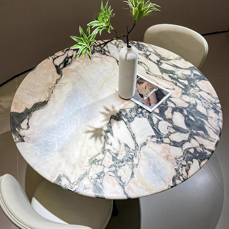 关哥奢石法式宝格丽大理石餐桌奶油风轻奢复古简约别墅方形餐桌