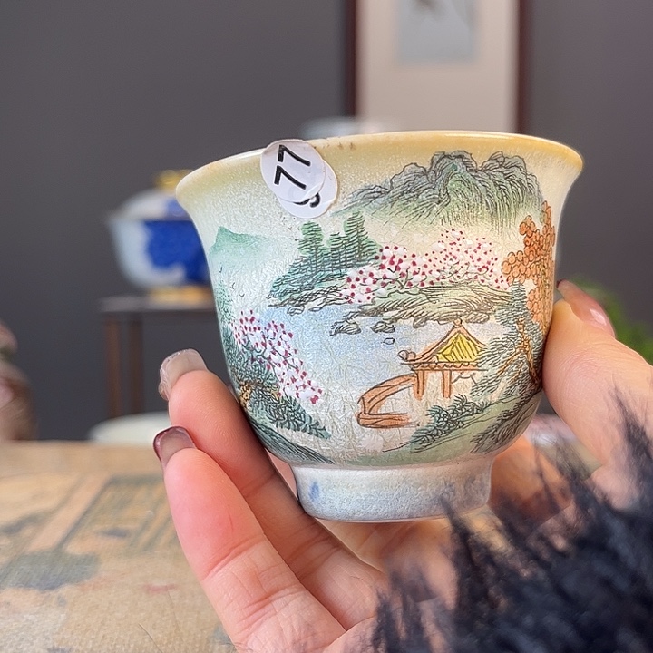 摆件景德柴烧茶杯多人