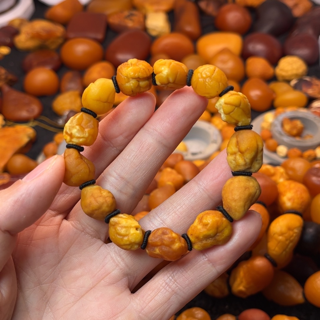 琥珀裸石未镶嵌天然蜜蜡手串
