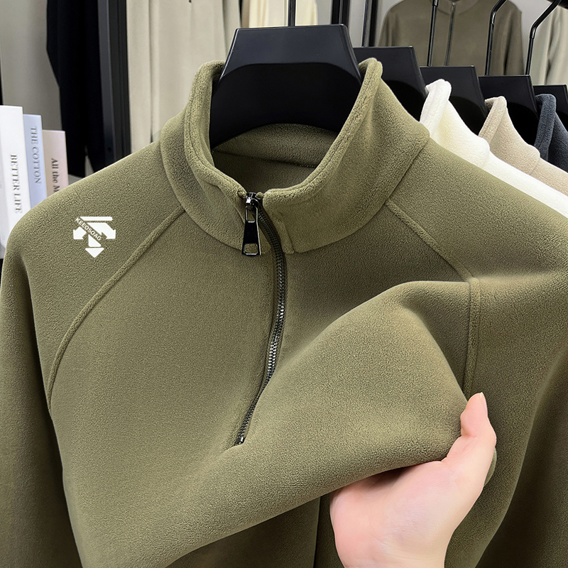 迪桑摇粒绒卫衣男款爆款2025新款加厚保暖男士立领休闲内搭打底衫