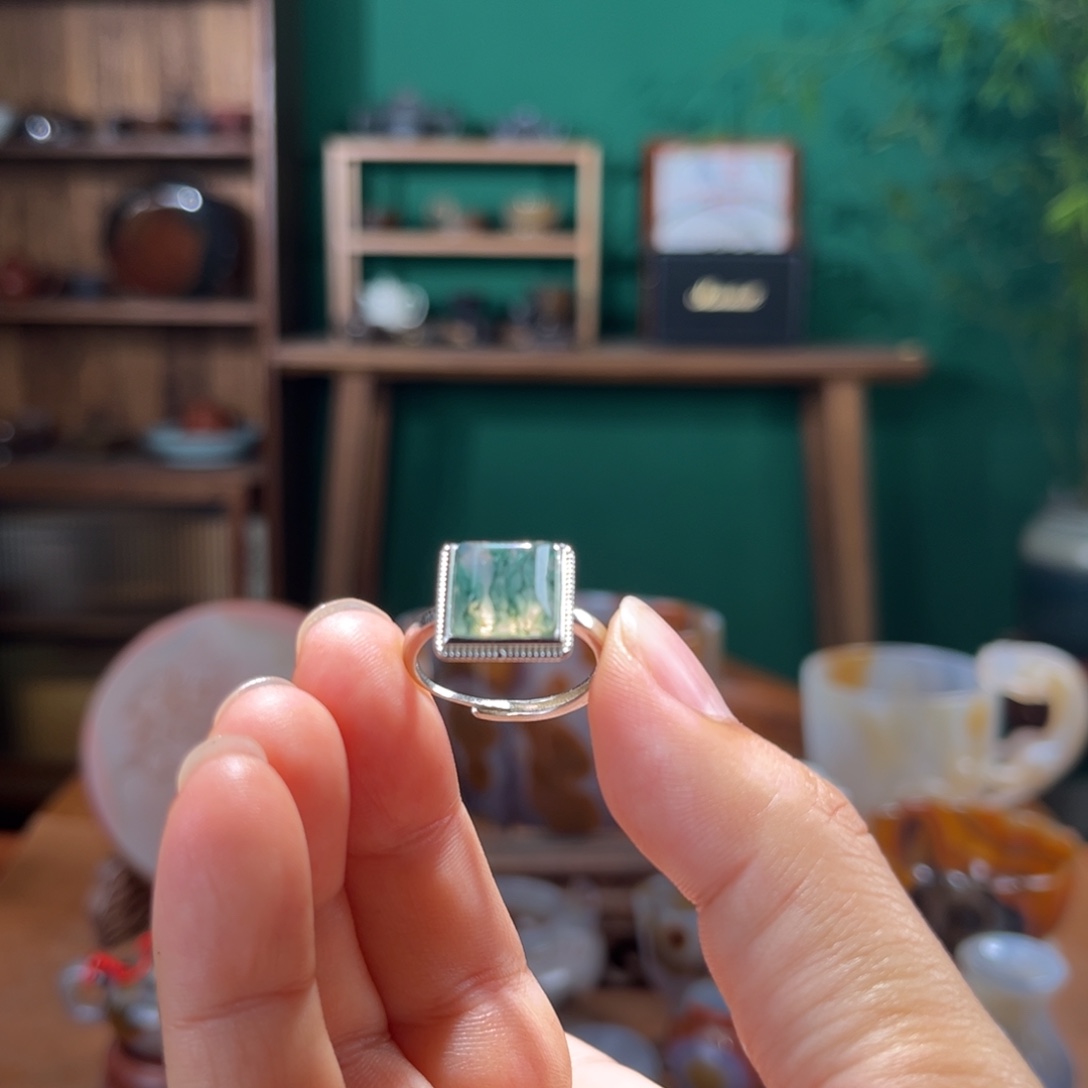玛瑙/玉髓未镶嵌水草玛瑙戒指