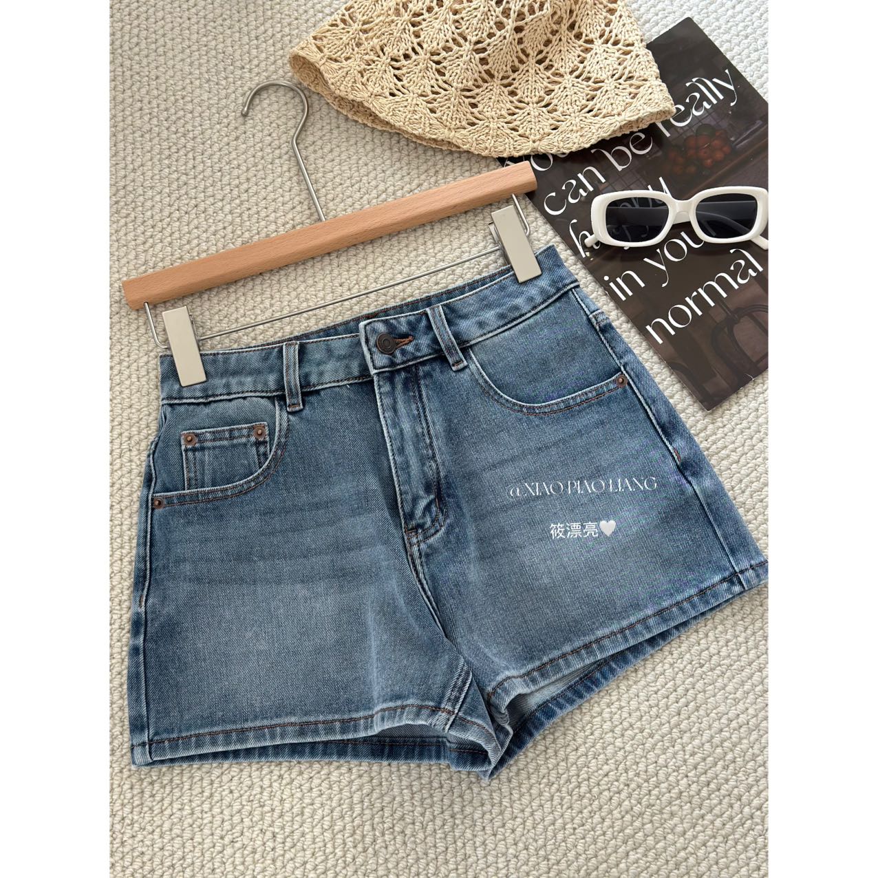 复古高腰牛仔短裤2025夏季小个子显瘦通勤百搭外穿热裤P076-1#0.1