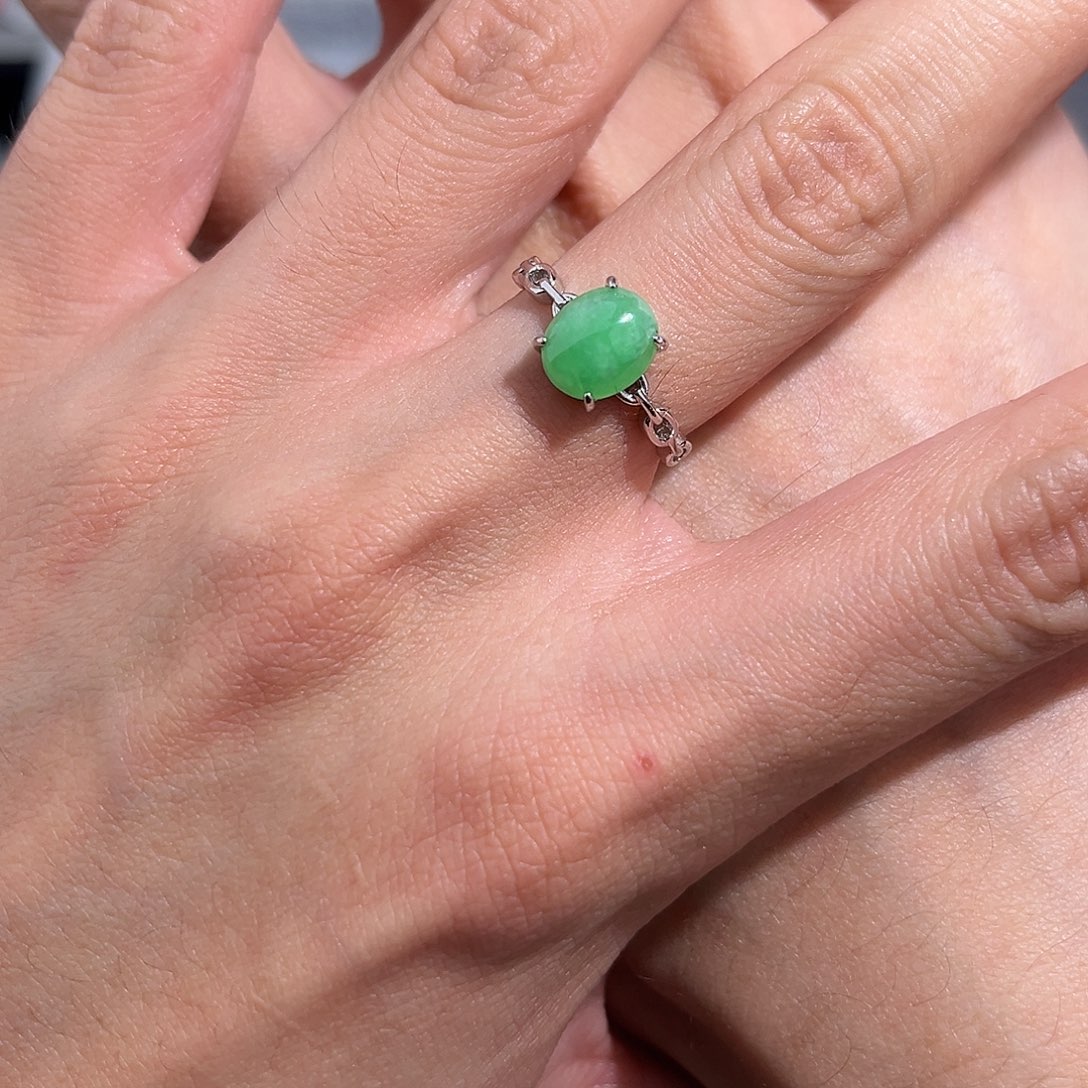 翡翠戒指银S925镶嵌688898