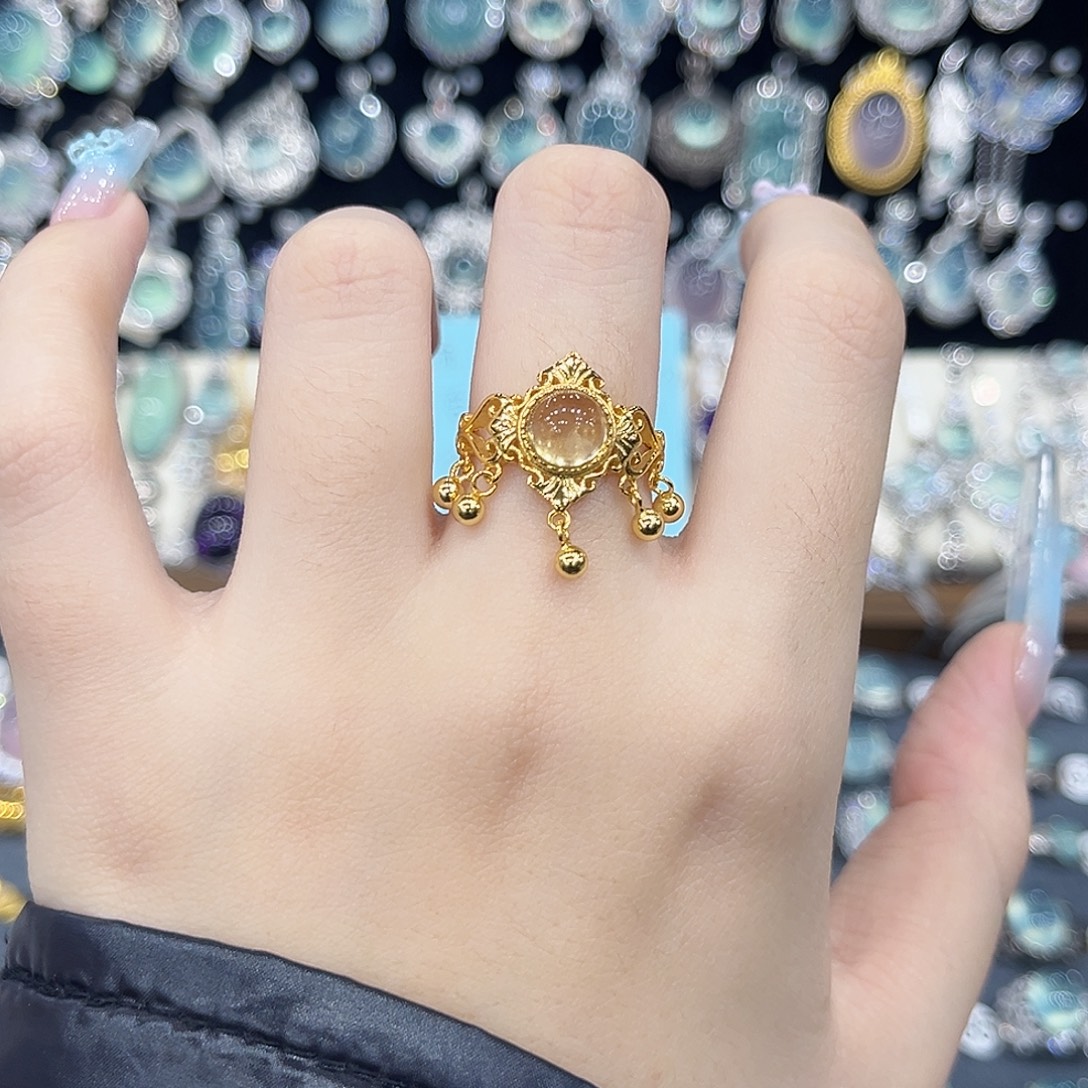 戒指银S925镶嵌黄晶